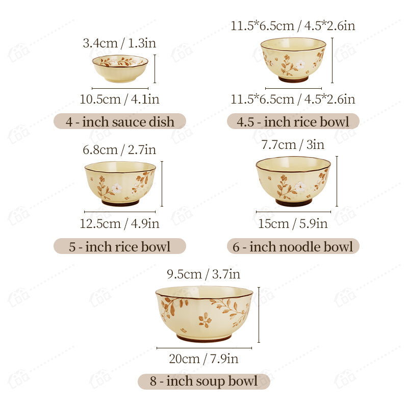 5\u002F4 Floral Cutlery Set | Ceramic Dishes for Everyday Dining and Entertainment, Microwave and Dishwasher Safe, Grease-Proof, Brand: LDQ