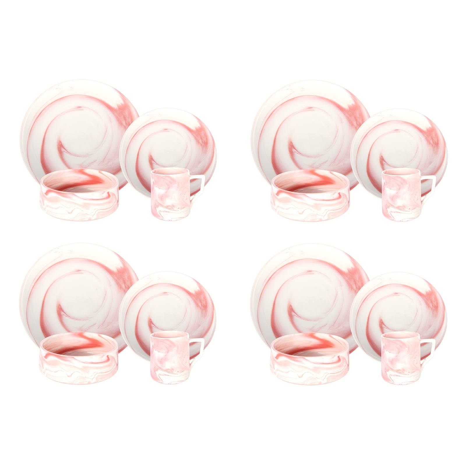 16pcs\u002F20pcs Fine China Dinnerware Set Suitable for 4 - Marbled Round Plates & Bowls, Dishwasher Safe Scratch-Resistant Dinner Plates, Bowls for Holiday Dining, Parties, Everyday Use ( &)