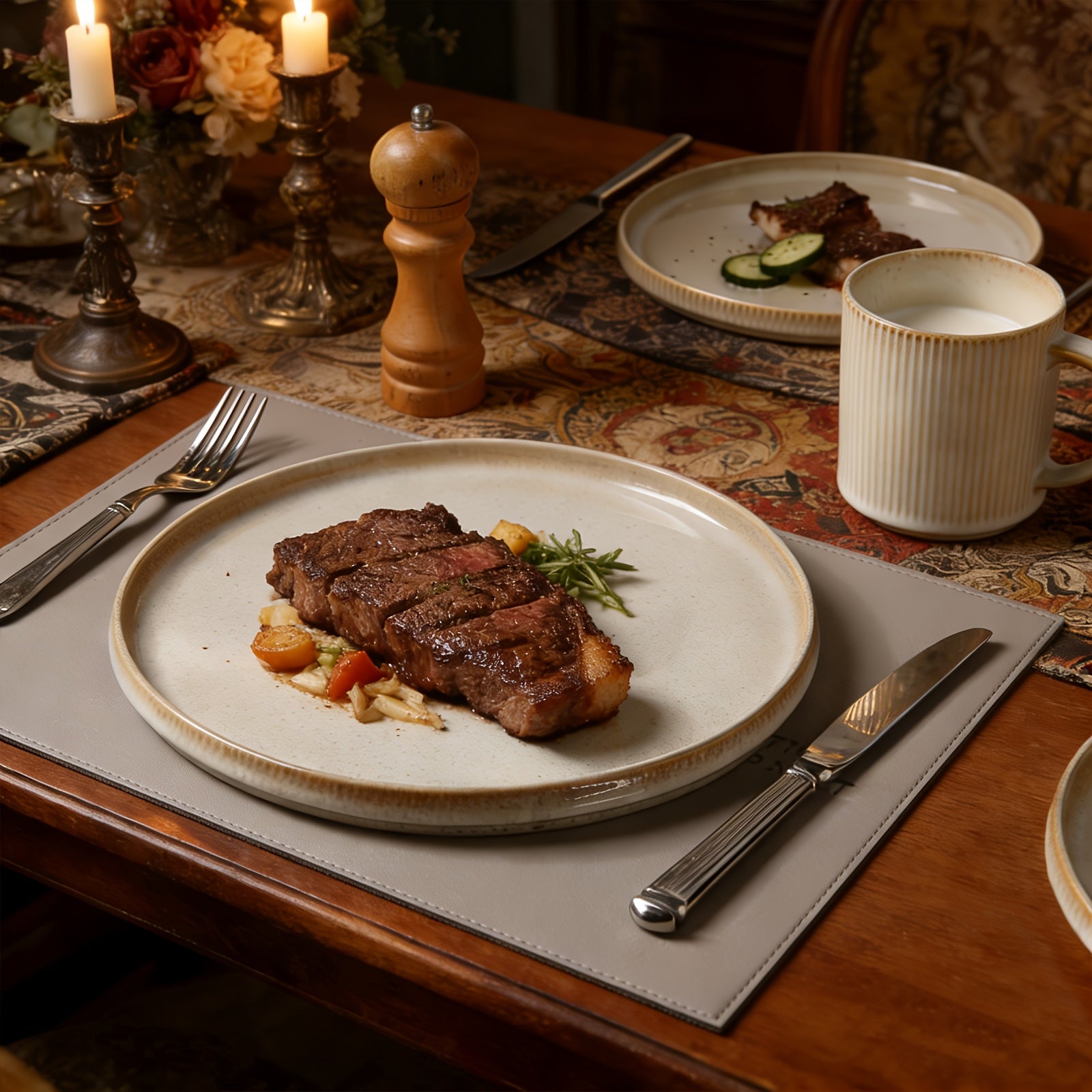 16pcs Beige Striped Ceramic Dinnerware, European Classical Style Dinnerware Set, Plate Spaghetti Bowl Soup Bowl Stoneware Set, Modern High-End Ceramic Tableware Elegant And Exquisite, Suitable for Parties, Weddings, Family Dinners, Or As Gifts