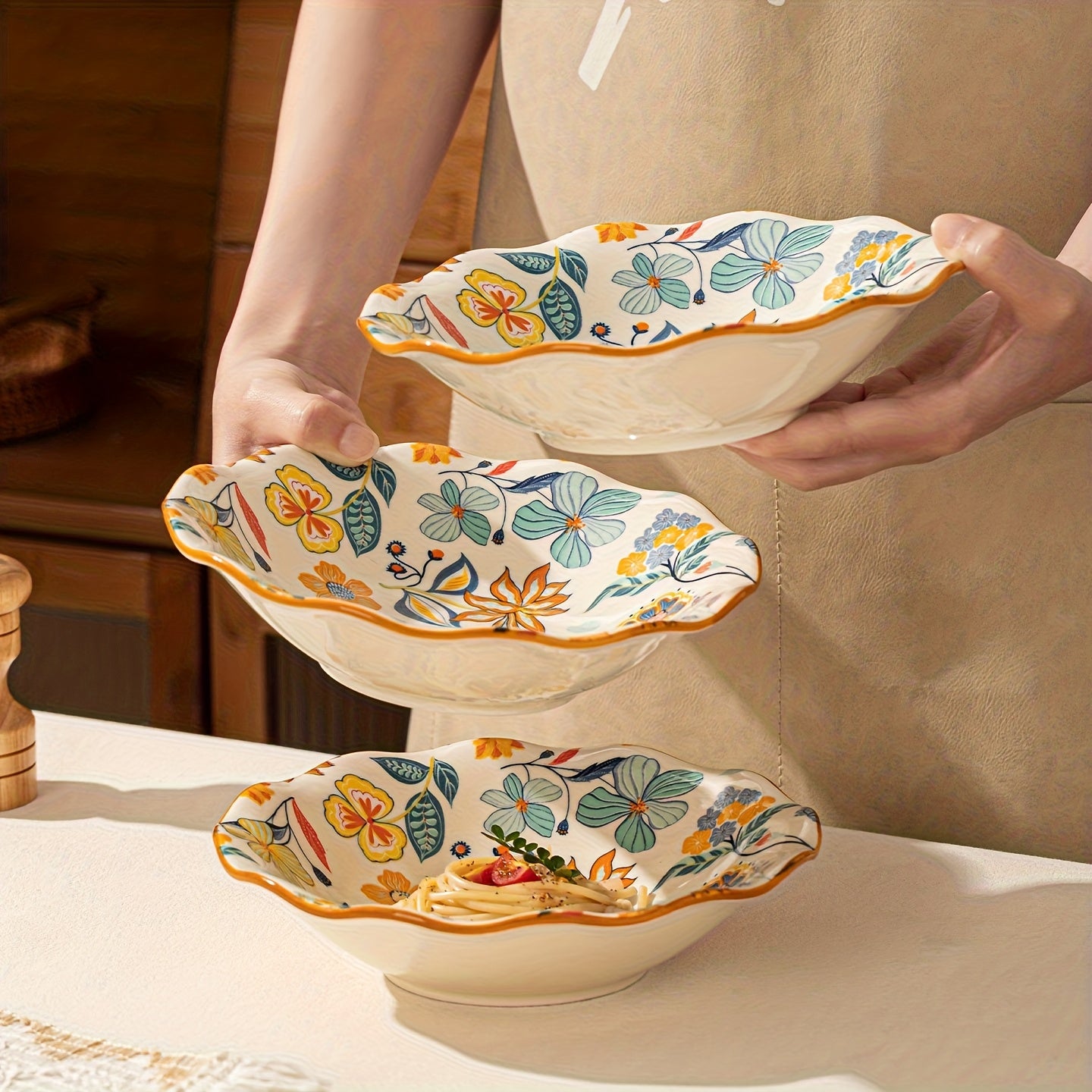 20\u002F29\u002F38pcs Ceramic Tableware, Fragrant All Over The House, Floral Pattern, Thanksgiving, Can Hold Steak, Chicken Wings, Fruit Salad, Pasta And Other Delicacies, Suitable for 4-8 People to Use