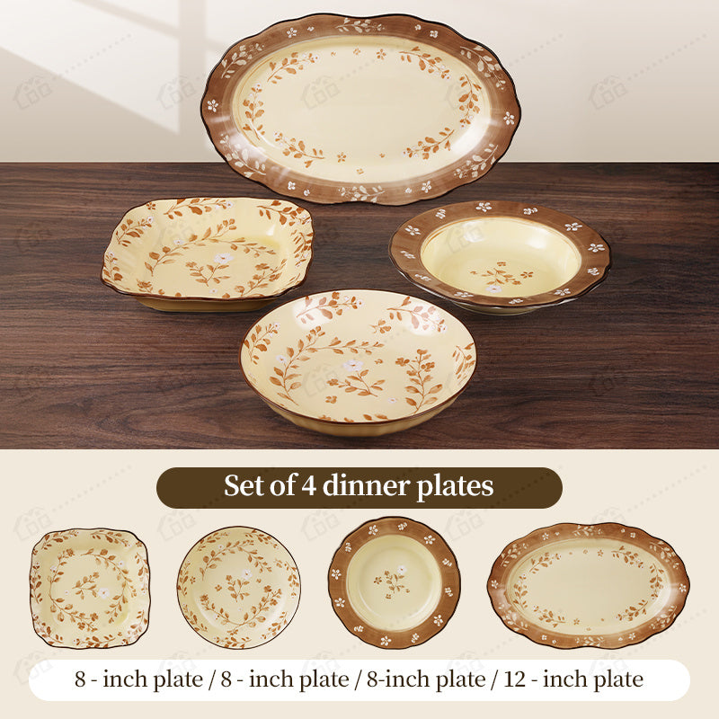 5\u002F4 Floral Cutlery Set | Ceramic Dishes for Everyday Dining and Entertainment, Microwave and Dishwasher Safe, Grease-Proof, Brand: LDQ