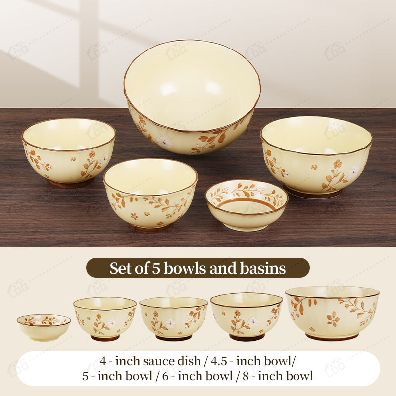 5\u002F4 Floral Cutlery Set | Ceramic Dishes for Everyday Dining and Entertainment, Microwave and Dishwasher Safe, Grease-Proof, Brand: LDQ