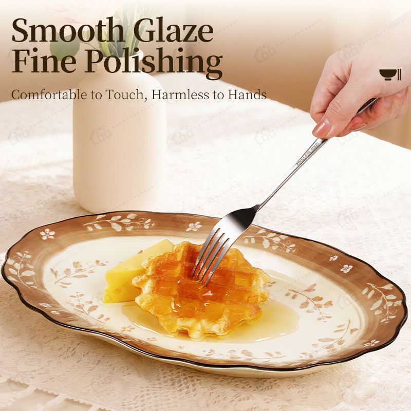 5\u002F4 Floral Cutlery Set | Ceramic Dishes for Everyday Dining and Entertainment, Microwave and Dishwasher Safe, Grease-Proof, Brand: LDQ